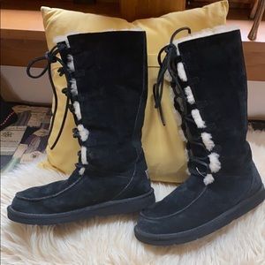 UGG Uptown Tall Black Lace Up Boots Sz 9